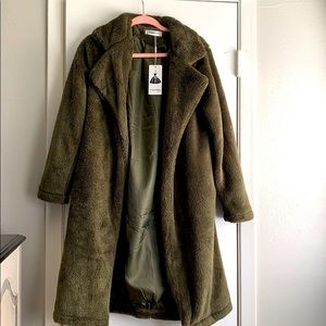 Angashion Dark Green Fur Coat